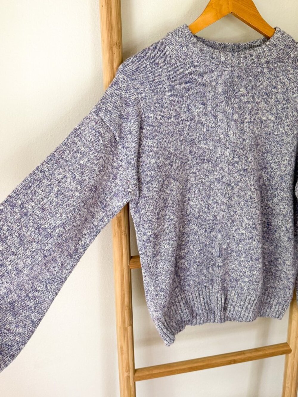 J.Crew Purple Marled Knit Sweater Crewneck Cozy Classic Pullover Women’s Large - Picture 5 of 8
